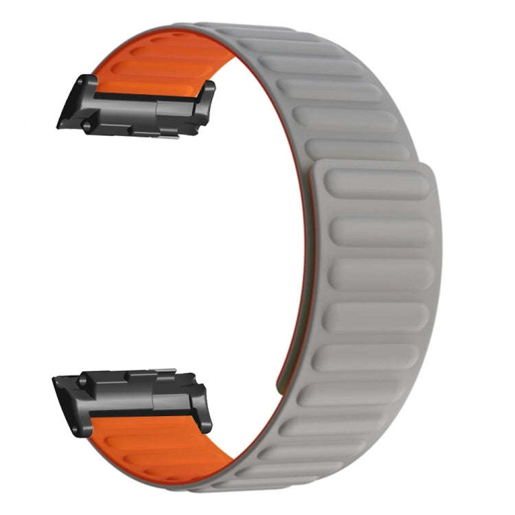 For Huawei Watch D Magnetic Silicone Watch Band(Grey Orange)