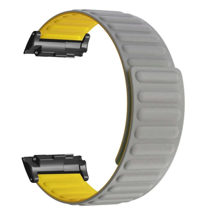 For Huawei Watch D Magnetic Silicone Watch Band(Grey Yellow)
