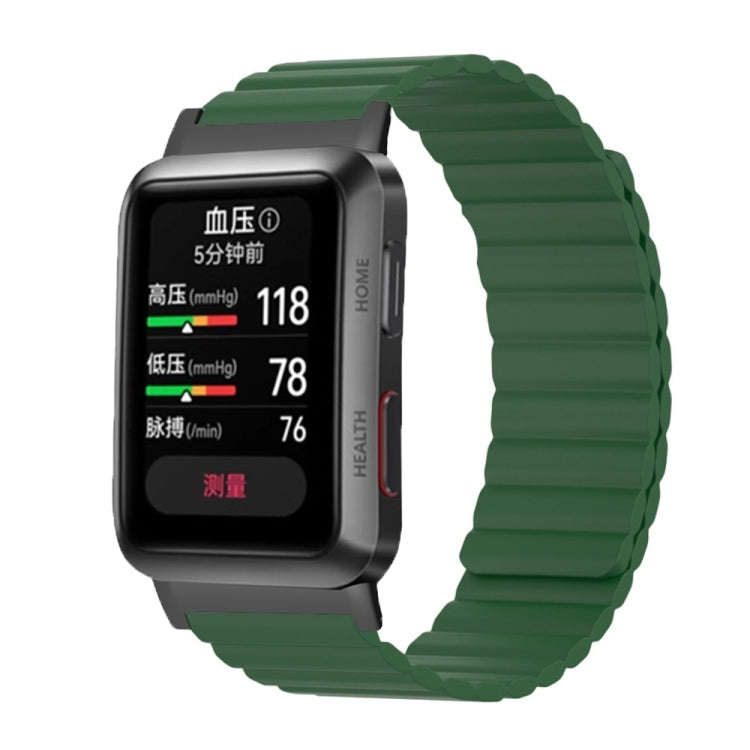 For Huawei Watch D Magnetic Silicone Watch Band(Army Green)