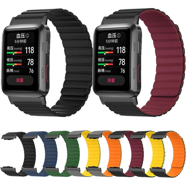 For Huawei Watch D Magnetic Silicone Watch Band(Black Yellow)