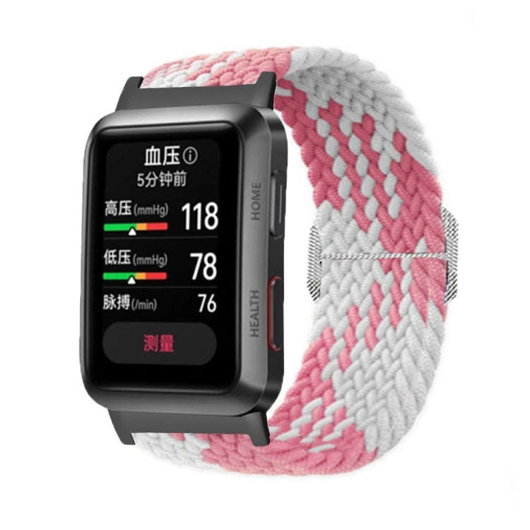For Huawei Watch D Adjustable Woven Nylon Watch Band(Pink White)