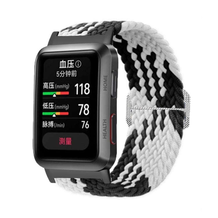 For Huawei Watch D Adjustable Woven Nylon Watch Band(Black White)