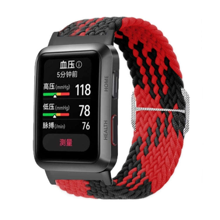 For Huawei Watch D Adjustable Woven Nylon Watch Band(Red Black)