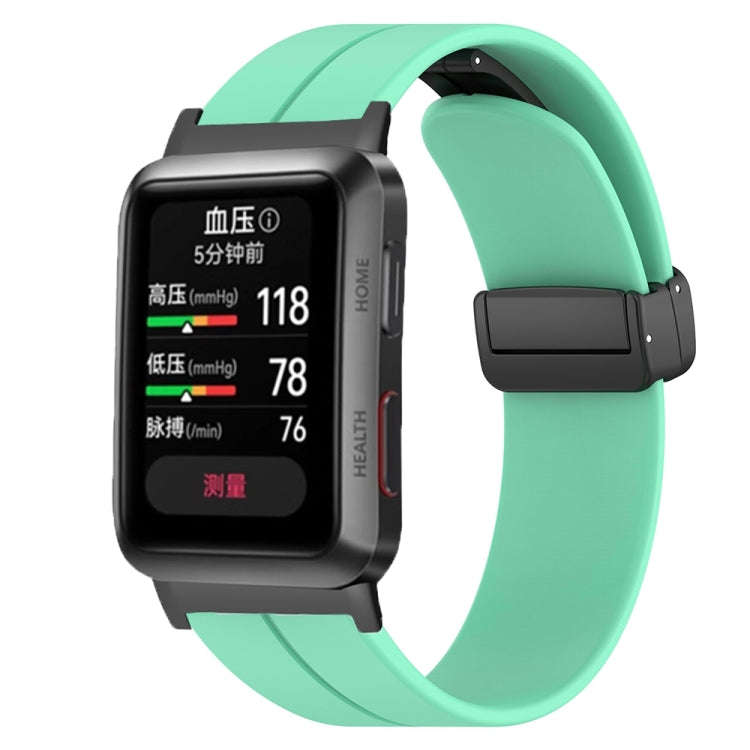For Huawei Watch D Solid Color Folding Magnetic Buckle Silicone Watch Band(Mint Green)