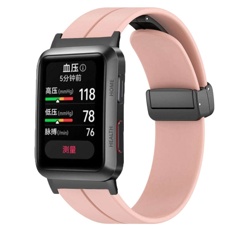 For Huawei Watch D Solid Color Folding Magnetic Buckle Silicone Watch Band(Pink)