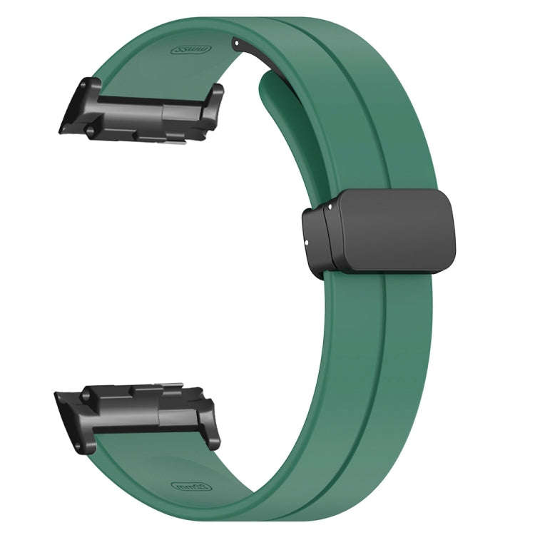 For Huawei Watch D Solid Color Folding Magnetic Buckle Silicone Watch Band(Army Green)