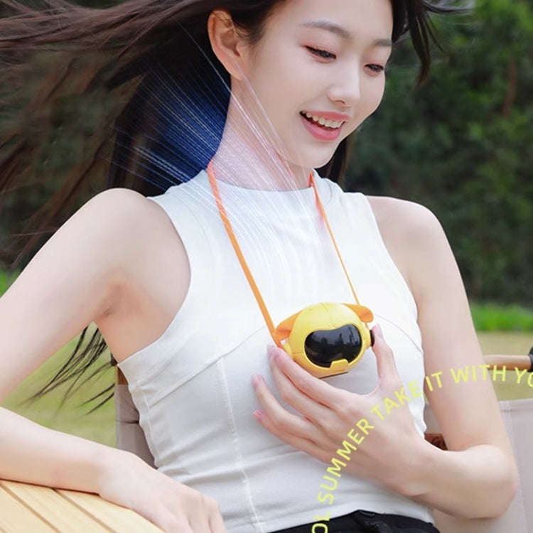 MF082 Portable Hanging Neck Pudding Electric Fan(Black)