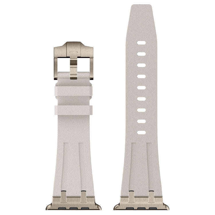 For Apple Watch Series 8 45mm Stone Grain Liquid Silicone Watch Band(Titanium Starlight)