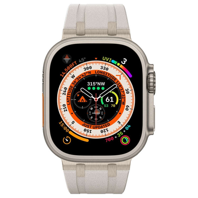 For Apple Watch Series 8 45mm Stone Grain Liquid Silicone Watch Band(Titanium Starlight)