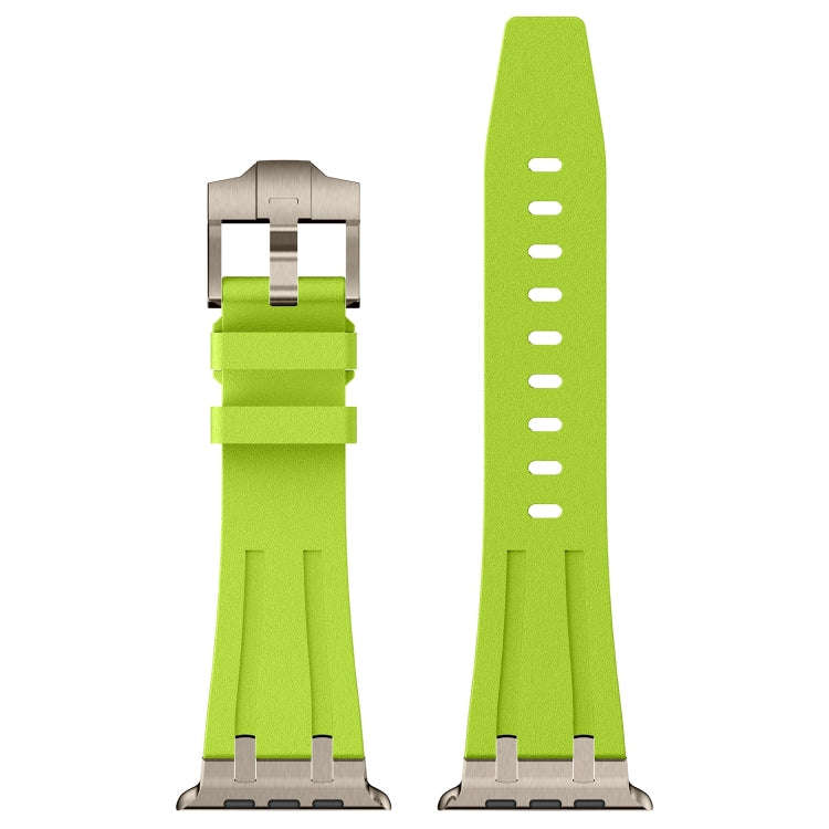 For Apple Watch Series 6 44mm Stone Grain Liquid Silicone Watch Band(Titanium Green)