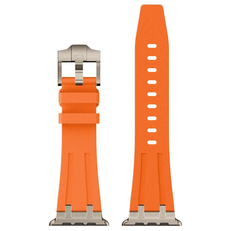For Apple Watch Series 5 44mm Stone Grain Liquid Silicone Watch Band(Titanium Orange)