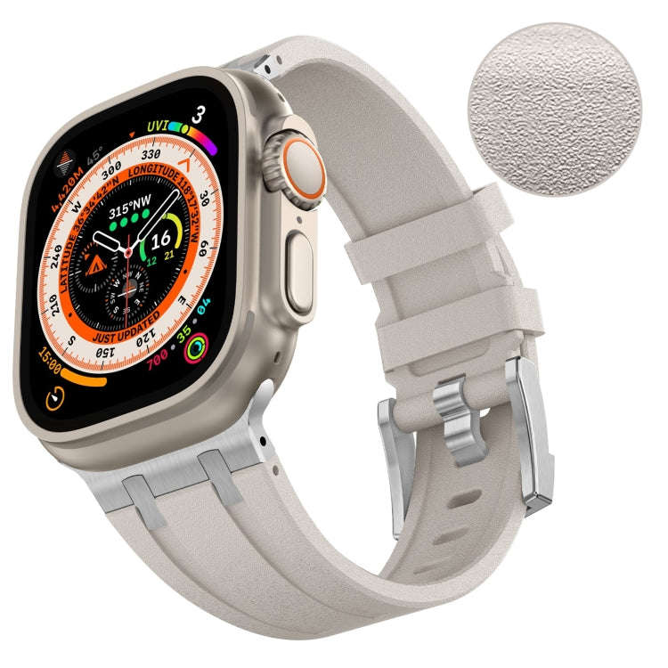 For Apple Watch Series 5 44mm Stone Grain Liquid Silicone Watch Band(Silver Starlight)
