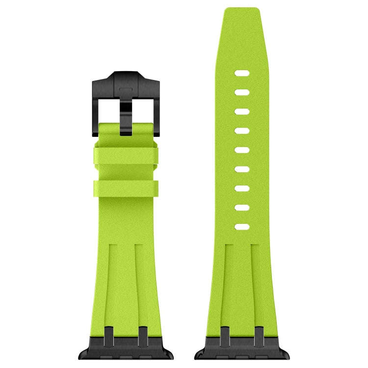 For Apple Watch Series 4 44mm Stone Grain Liquid Silicone Watch Band(Black Green)