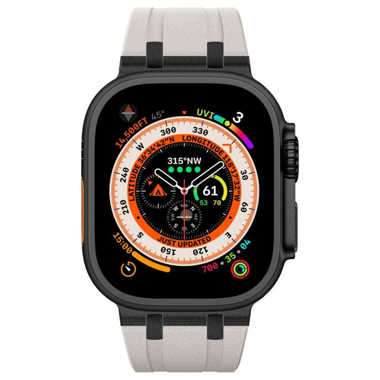 For Apple Watch Series 4 44mm Stone Grain Liquid Silicone Watch Band(Black Starlight)
