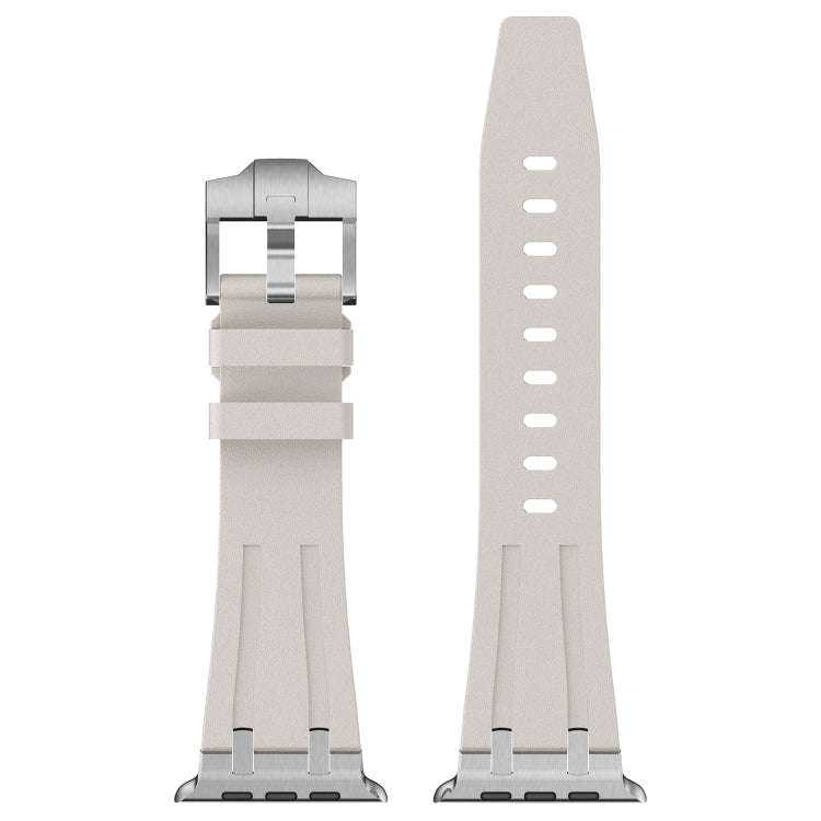 For Apple Watch Series 4 44mm Stone Grain Liquid Silicone Watch Band(Silver Starlight)