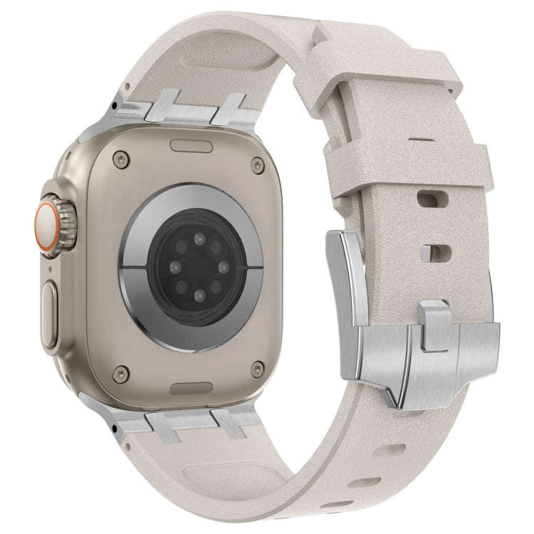 For Apple Watch Series 4 44mm Stone Grain Liquid Silicone Watch Band(Silver Starlight)