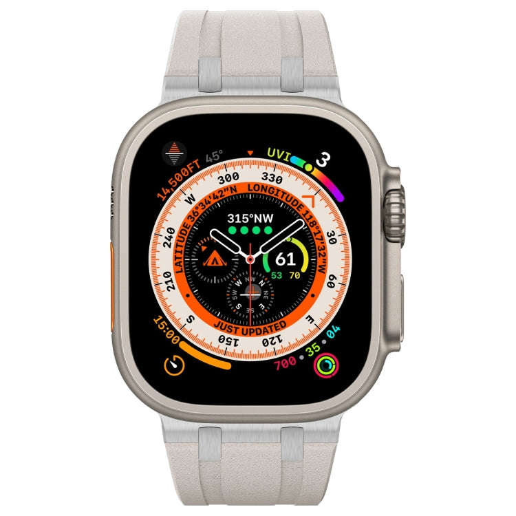 For Apple Watch Series 4 44mm Stone Grain Liquid Silicone Watch Band(Silver Starlight)