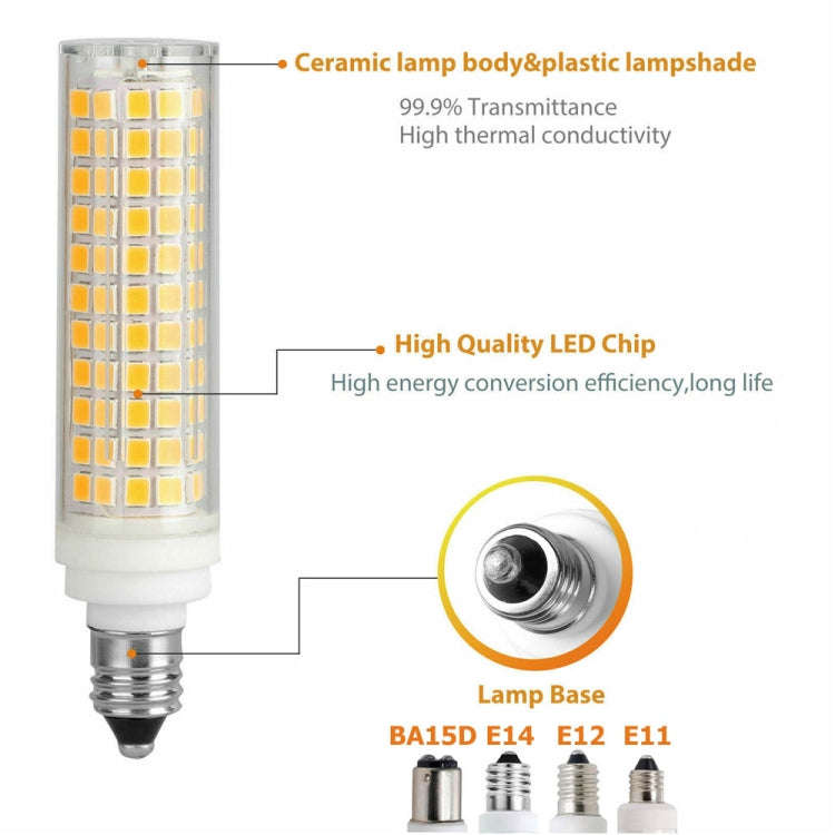 E11 15W 136 LEDs SMD 2835 Dimmable Corn Light Bulb, AC110-130V(Warm White Light)