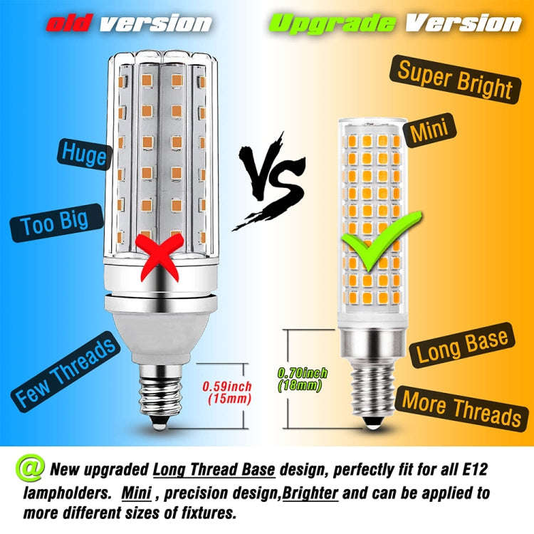 E12 15W 136 LEDs SMD 2835 Dimmable Corn Light Bulb, AC110-130V(Warm White Light)