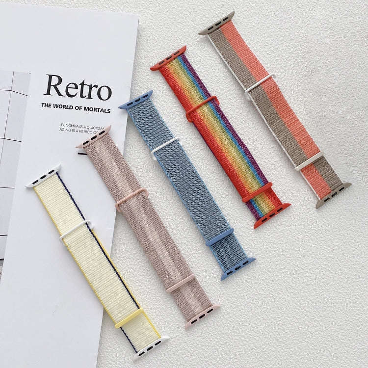For Apple Watch Ultra 2 49mm Dual Hook and Loop Nylon Watch Band(Rainbow)