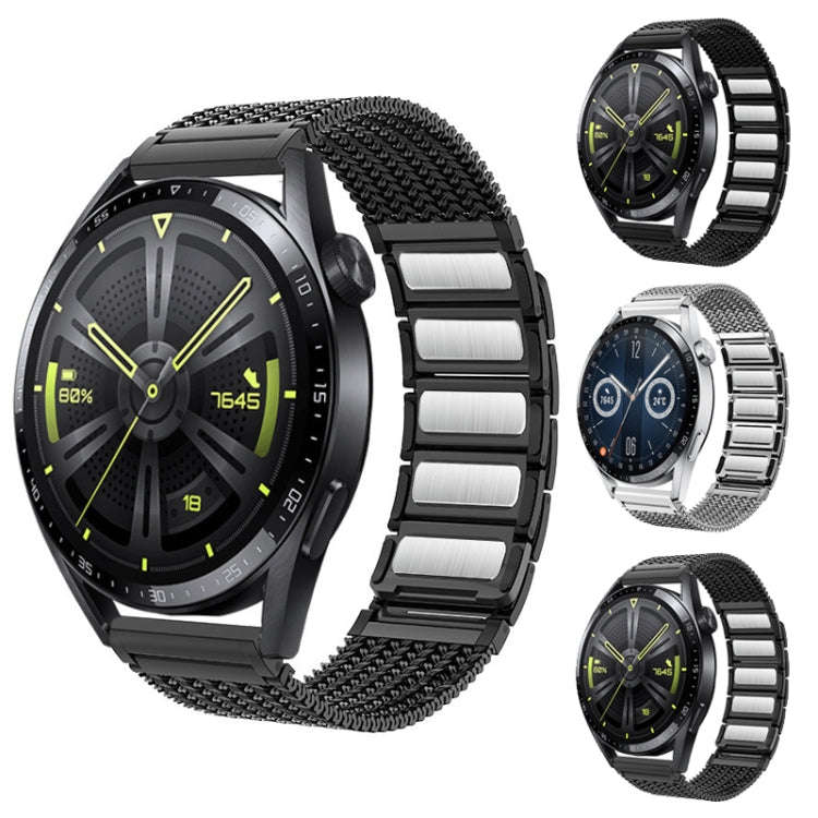 For Huawei Watch 4 / 4 Pro 22mm Magnetic Clasp Braided Chain Stainless Steel Watch Band(Silver)
