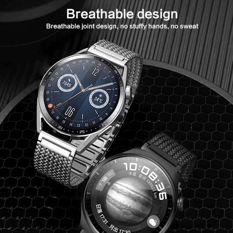 For Huawei Watch 4 / 4 Pro 22mm Magnetic Clasp Braided Chain Stainless Steel Watch Band(Silver)