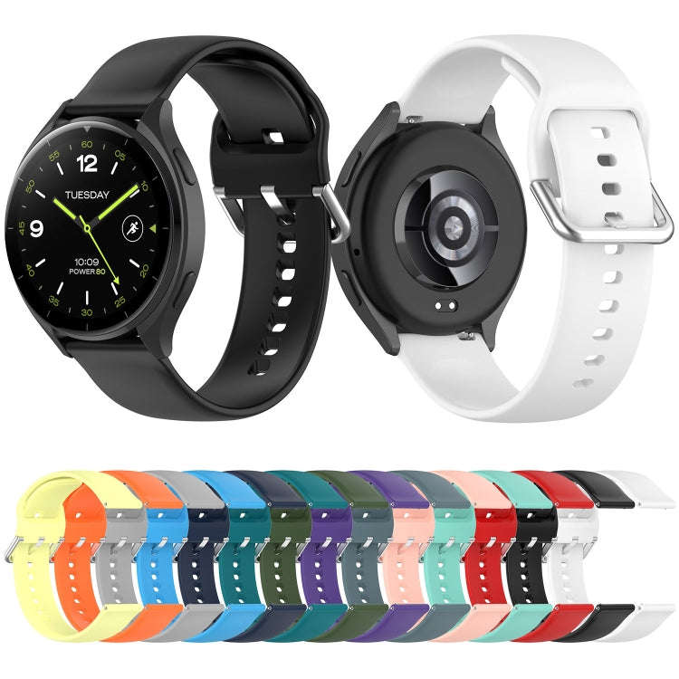 For Xiaomi Watch 2 Solid Color Metal Silver Buckle Silicone Watch Band, Size: S(Teal)