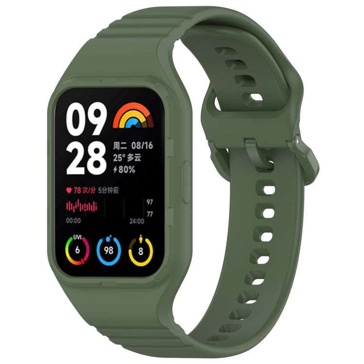 For Xiaomi Mi Band 8 Pro Solid Color Integrated TPU Watch Band(Dark Green)