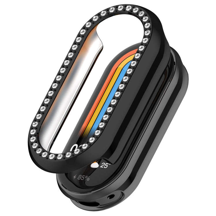 For Xiaomi Mi Band 8 Diamond Half Pack Hollow PC Watch Protective Case(Black)