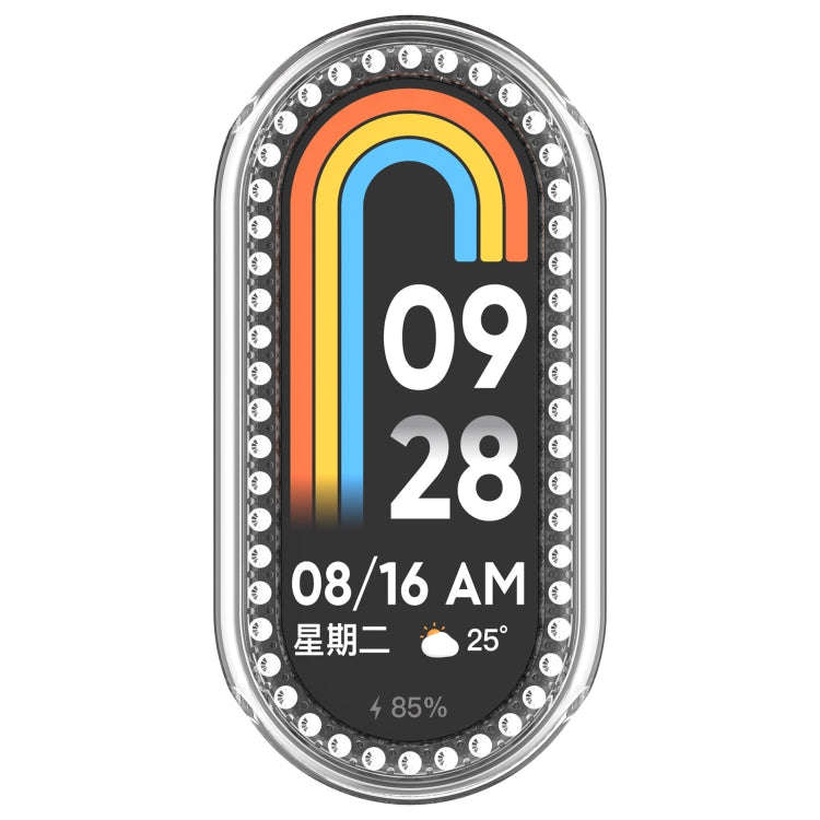 For Xiaomi Mi Band 8 Diamond Half Pack Hollow PC Watch Protective Case(Transparent)