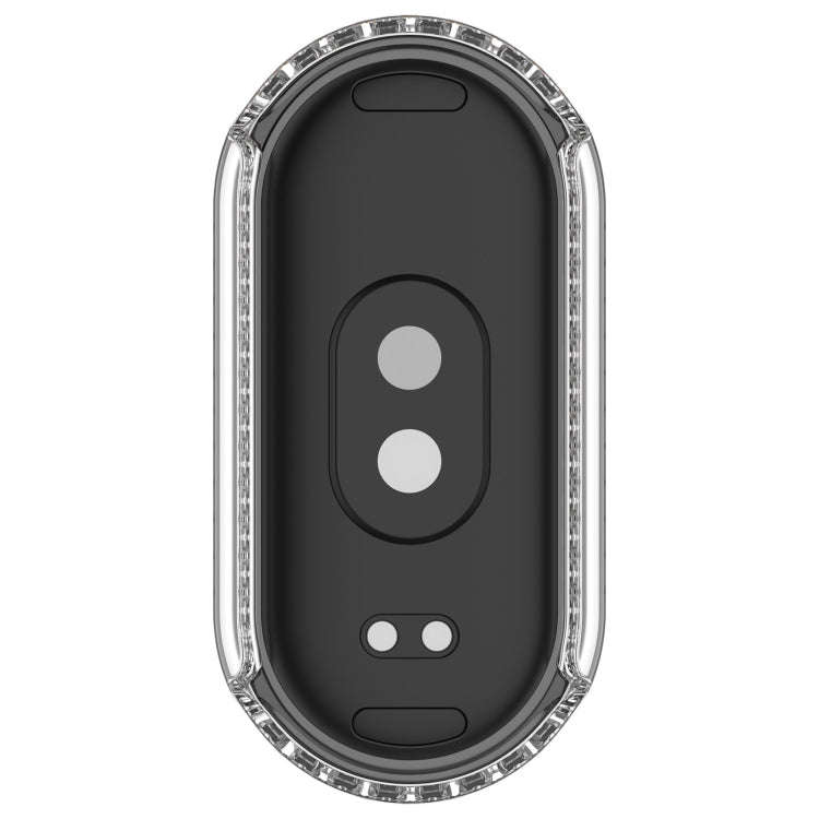 For Xiaomi Mi Band 8 Diamond Half Pack Hollow PC Watch Protective Case(Transparent)