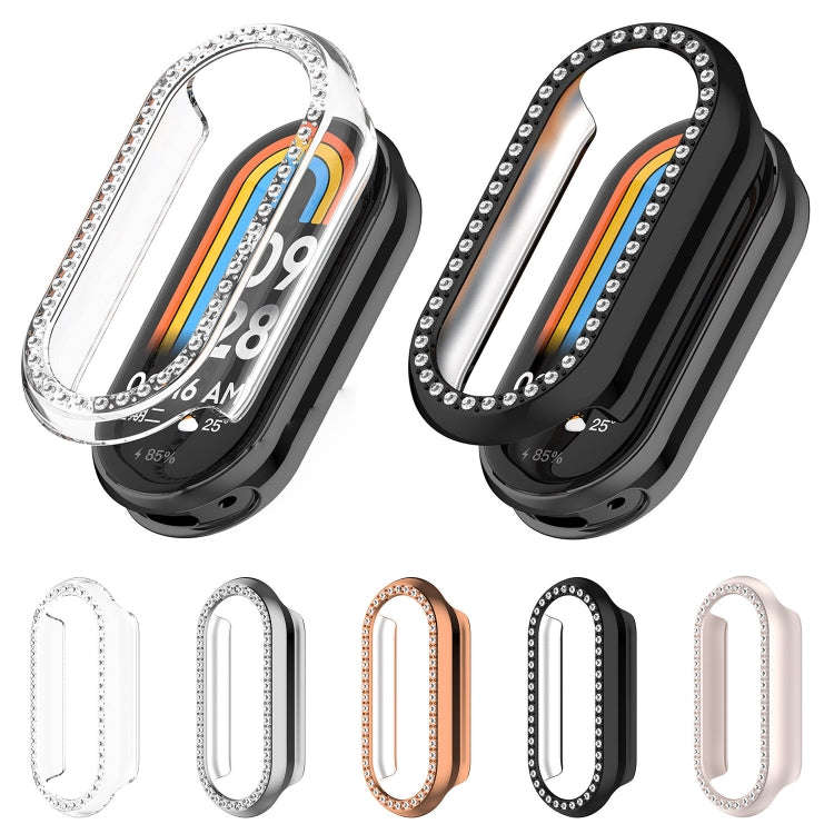 For Xiaomi Mi Band 8 Diamond Half Pack Hollow PC Watch Protective Case(Black)