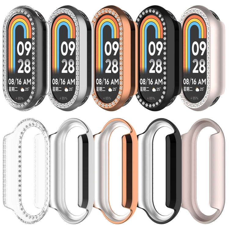 For Xiaomi Mi Band 8 Diamond Half Pack Hollow PC Watch Protective Case(Black)