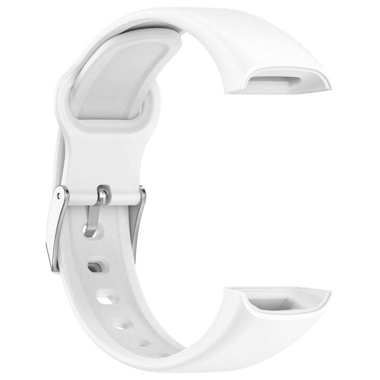 For Mambo Band 6S Solid Color Silver Buckle Silicone Watch Band(White)