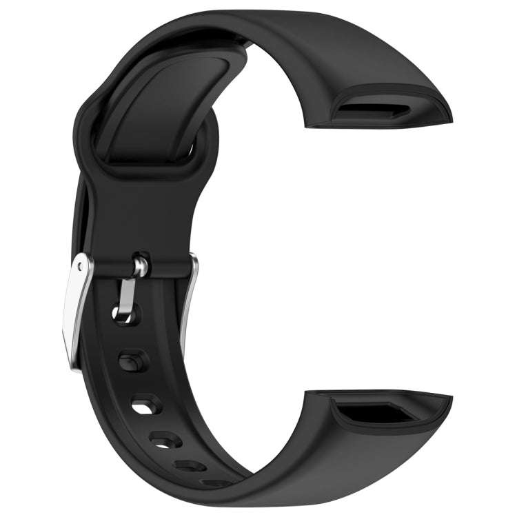 For Mambo Band 6S Solid Color Silver Buckle Silicone Watch Band(Black)