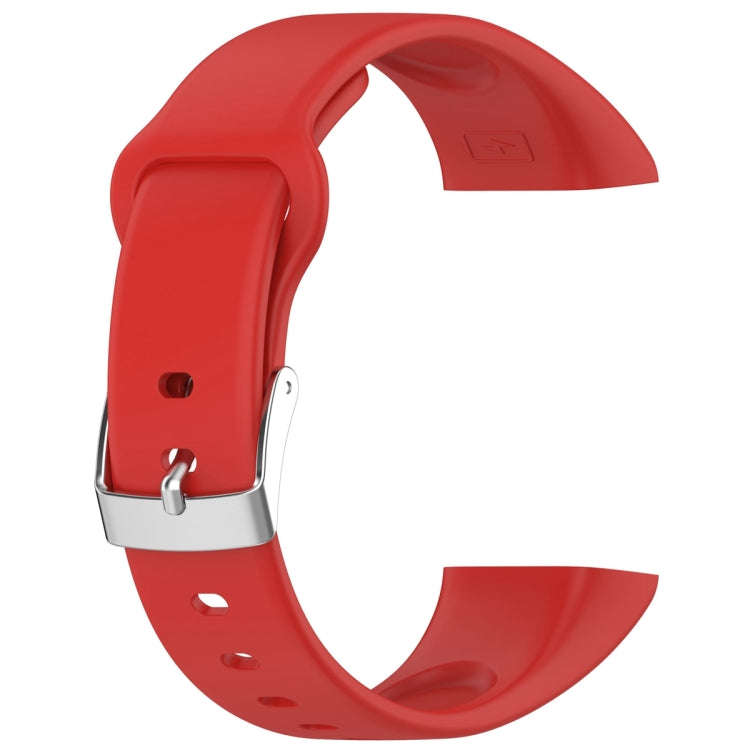 For Mambo Band 6S Solid Color Silver Buckle Silicone Watch Band(Red)