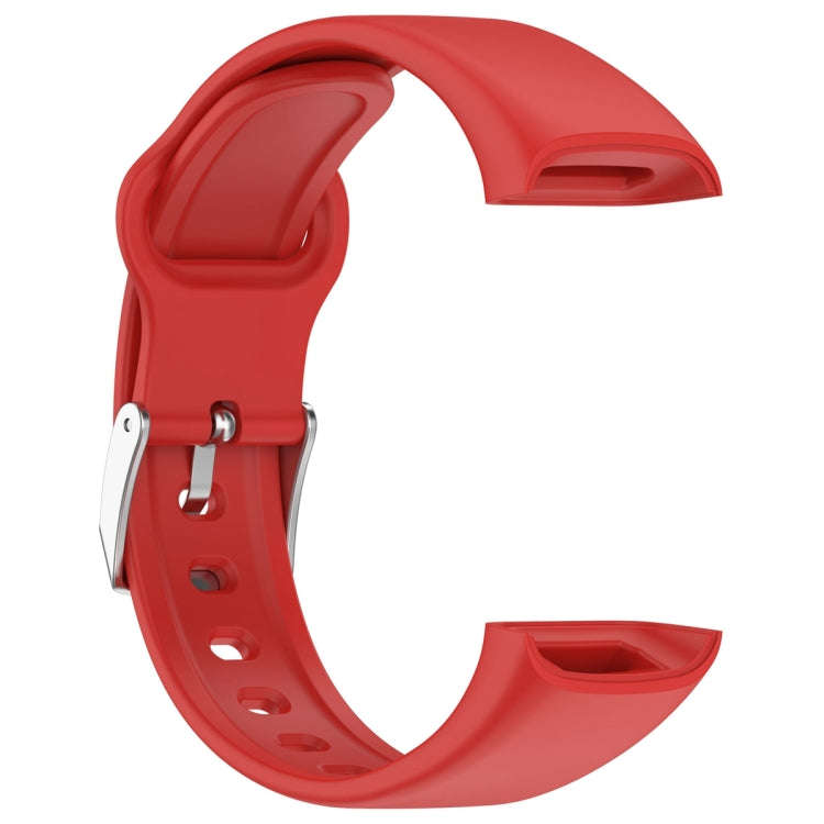 For Mambo Band 6S Solid Color Silver Buckle Silicone Watch Band(Red)