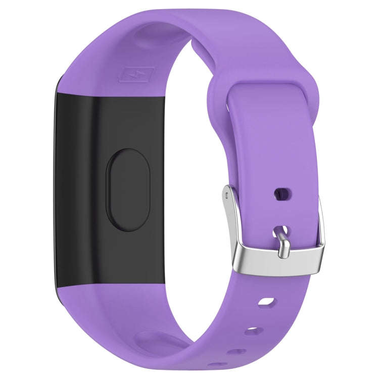 For Mambo Band 6S Solid Color Silver Buckle Silicone Watch Band(Purple)
