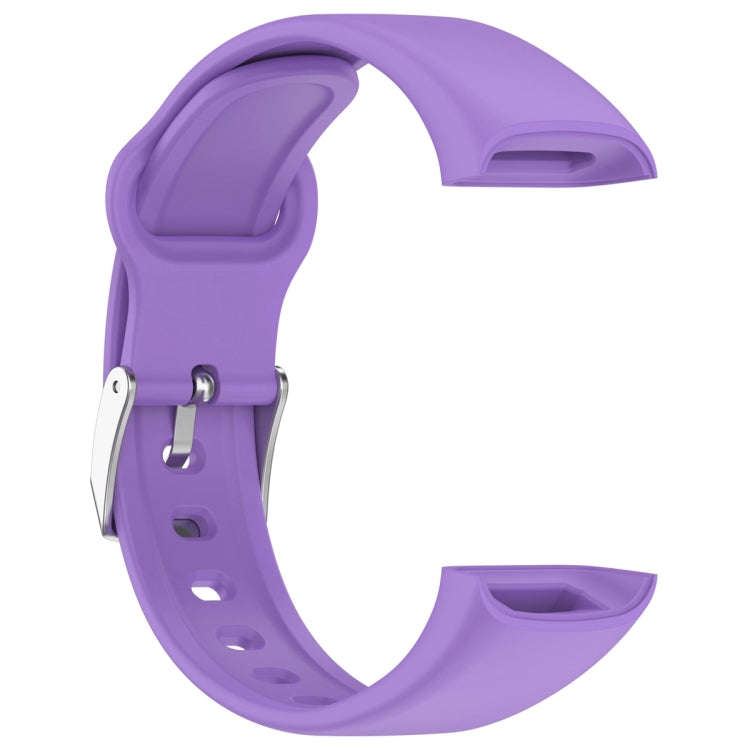 For Mambo Band 6S Solid Color Silver Buckle Silicone Watch Band(Purple)