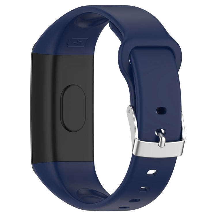 For Mambo Band 6S Solid Color Silver Buckle Silicone Watch Band(Midnight Blue)