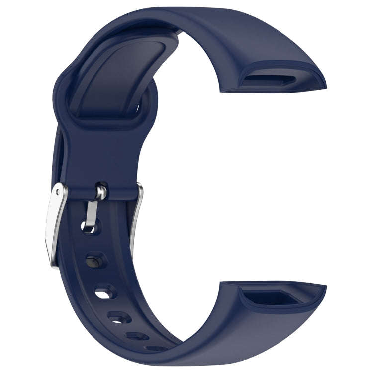 For Mambo Band 6S Solid Color Silver Buckle Silicone Watch Band(Midnight Blue)
