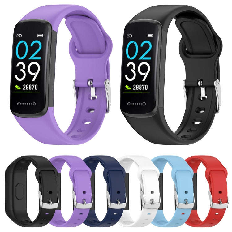 For Mambo Band 6S Solid Color Silver Buckle Silicone Watch Band(Midnight Blue)
