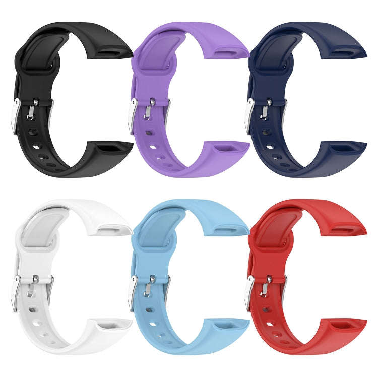 For Mambo Band 6S Solid Color Silver Buckle Silicone Watch Band(Red)