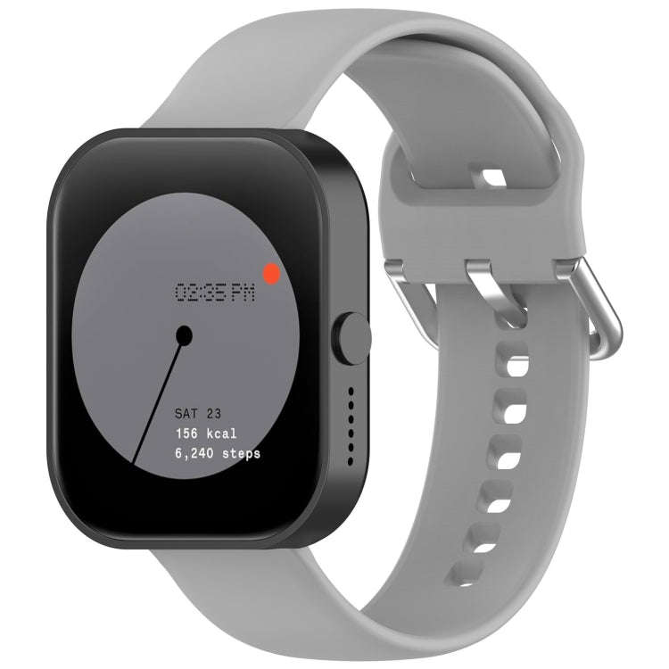 For CMF Watch Pro D395 / Watch Pro 2 22mm Solid Color Silver Buckle Silicone Watch Band, Size:L(G...