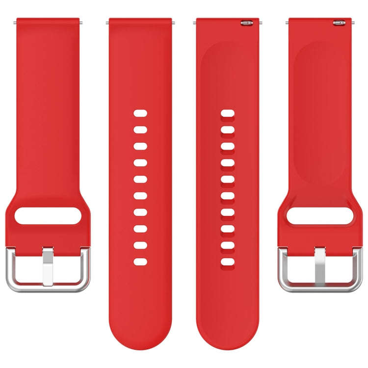 For CMF Watch Pro D395 / Watch Pro 2 22mm Solid Color Silver Buckle Silicone Watch Band, Size:S(Red)