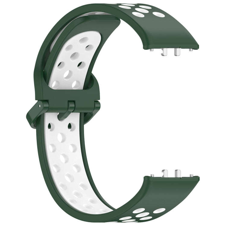 For Samsung Galaxy Fit 3 Two Color Breathable Silicone Watch Band(Dark Green White)