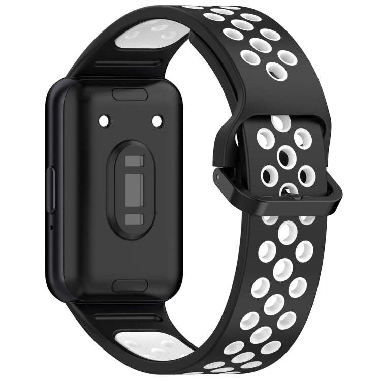 For Samsung Galaxy Fit 3 Two Color Breathable Silicone Watch Band(Black White)