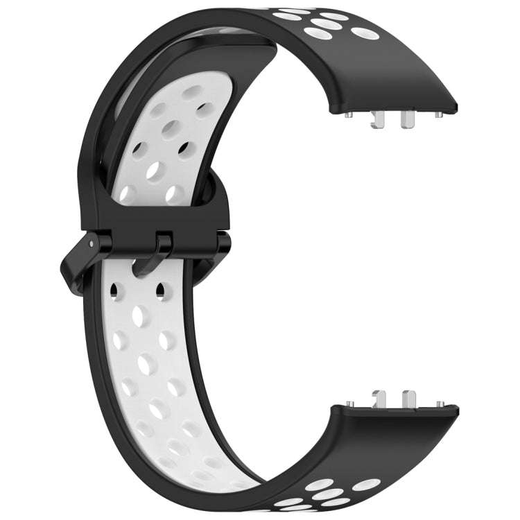 For Samsung Galaxy Fit 3 Two Color Breathable Silicone Watch Band(Black White)