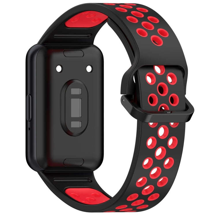 For Samsung Galaxy Fit 3 Two Color Breathable Silicone Watch Band(Black Red)