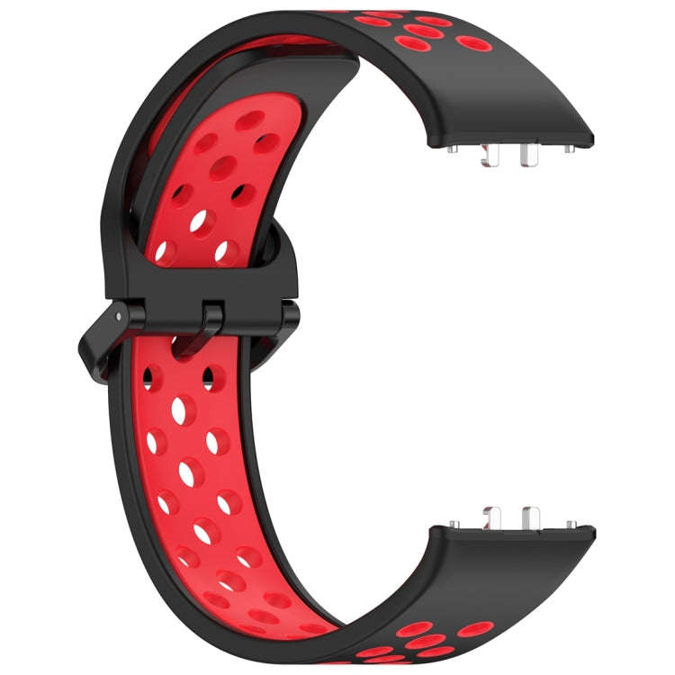 For Samsung Galaxy Fit 3 Two Color Breathable Silicone Watch Band(Black Red)
